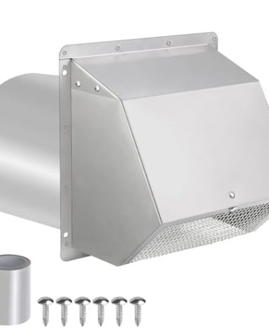 8 inch Wall Vent Ccover,Exhaust Vent Hooded Wall Vent with Screen and Damper,Outdoor Wall Exhaust Vent Cap Exterior Air Vent Cover for Kitchen Range Hood HVAC Duct Dryer Ventilation,Stainless Steel