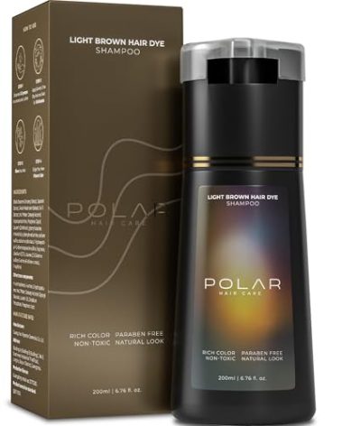 Polar Haircare - Hair Dye Shampoo Light Brown for Gray Hair for Women & Men - Natural Semi Permanent Hair Color Shampoo - Vegan Coloring Shampoo for Gray Hair - Gentle Hair Shampoo Dye 6.76 Fl Oz