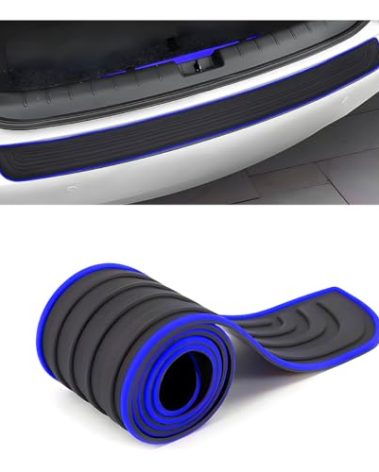 BWBWND Car Rear Bumper Protector Guard, Anti-Scratch Auto Trunk Door Entry Protection Strip, Non-Slip Rubber Bumper Protective Cover Guard for Most Cars Trucks SUVs (Black & Blue, 41")