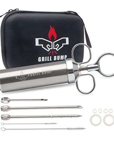 Grill Bump Meat Injector Syringe Kit for Smoker with 3 Flavor Food Injector Syringe Meat Needles, Injection Marinades Brine for Meat, Turkey; 2-oz, Including Paper and E-Book (PDF) User Manual