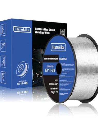 Harukiku Flux Core Welding Wire,Mild Steel E71T-GS .030 Inch Low Splatter Gasless Mig Welding Wire,1KG(2.2LB) Spool