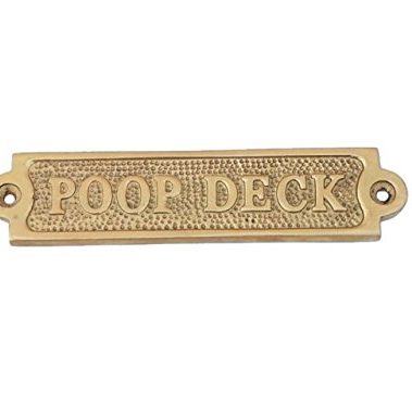 New Age Imports, Inc. Brass Poop Deck Sign 6" - Solid Brass Wall Plaque - Novelty Sign