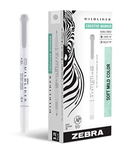 Zebra Pen Mildliner Dual-Tip Highlighters, Broad and Fine Tips, Ideal for Bible Highlighting, No Bleed, School Supplies, Teacher Supplies, and Office Supplies, Mild Gray Ink, 12-Pack (78110upc)