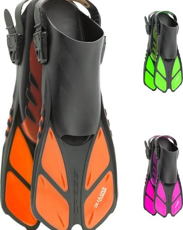 Cressi Bonete Short Adjustable Open Heel Fins, Black/Orange, L/XL