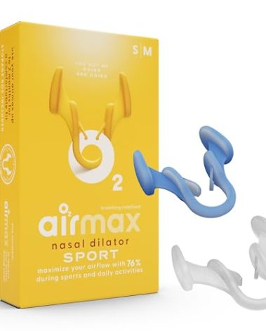 Air Max Unisex Sport Nasal Dilators Trial Pack - Easy, Safe, and Comfortable Breathing Aid - Improves Airflow - Blue, Transparent - 1 Small, 1 Medium