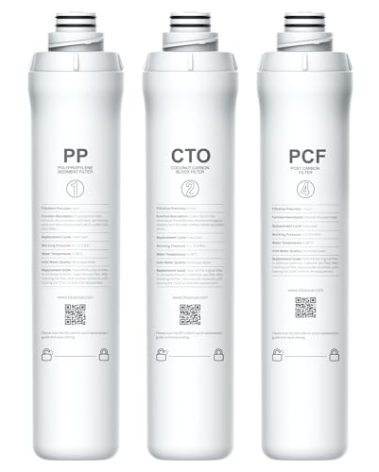 Bluevua RO100ROPOT Replacement Filter Set, Pack of 3 Filters (1 PP, 1 CTO, 1 PCF)