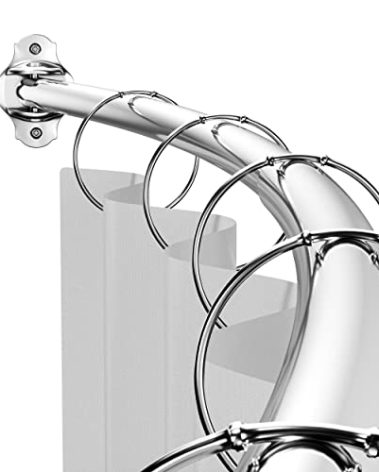 Mcrbeay Curved Shower Curtain Rod, Adjustable 35-65 inches Extra Wide Curved Shower Rods for Bathroom, Rust proof Shower Rod, Premium Stainless Steel Curved Curtain Rod for Shower, Bathtub, Silver