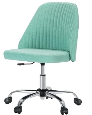 DUMOS Office Desk Chair, Modern Cute Rolling Vanity Swivel Task Chairs with Wheels, Comfortable Back Seat Armless for Home, Bedrooms, Office, Study, Student, Adults, Make-up, Dressing Room, Mint