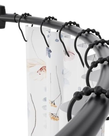 Adjustable 30-45 inches Curved Shower Curtain Rod, Premium Stainless Steel Rustproof Shower Rod for Bathroom, Need to Drill, Black