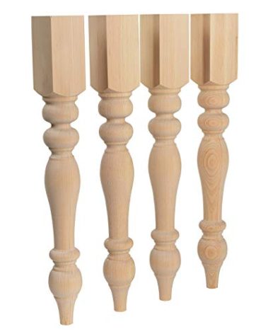CAROLINA LEG CO. Chunky Farmhouse Table Legs - Handmade in USA - Unfinished - DIY Furniture - Turned - Set of 4 Wood Table Legs- Dimensions: 3.5" x 29"