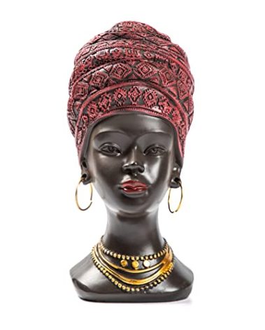 Smadeer African Statue and Sculptures for Home Decorations,African Woman for Table Shelf,African Figurines Home Decor Accent,African Art for Living Room Women Statue