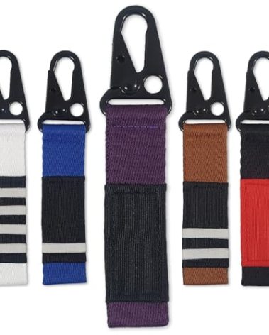 OKAPIS Jiu Jitsu Keychain BJJ Belt Promotion Gift Brazilian Jiu-Jitsu White Blue Purple Brown Black Belt Backpack Keyring (Purple)