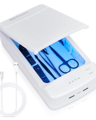 Nail Tool Sterilizer with Blue Light,LXIANGN Portable USB Sterilizating Box for Manicure Salon,Tweezers,Tattoo,Scissors,Jewelry,Phone, Watch,Keys