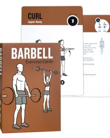 ELAORY Barbell Workout Cards, 62 Exercises Cards Deck Large Size 5" x 3.5" Fitness Cards for Women & Men, Beginner Fitness Guide to Training Exercises at Home or Gym