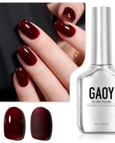 GAOY Dark Red Gel Nail Polish, 16ml Soak Off Gel Polish, UV Light Cure for Nail Art DIY Manicure at Home, 2387 Alluring Wine