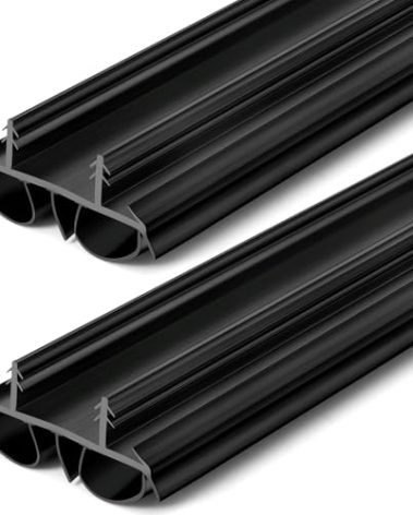 Pushglossy 2 Pcs 36" Double Bubble Kerf Door Sweep 1-3/4" Wide Vinyl Weatherstrip Seal for Exterior Doors, Energy Efficient Draft Stopper, Easy Slide in Installation, Blocks Dust/insects/noise (Black)