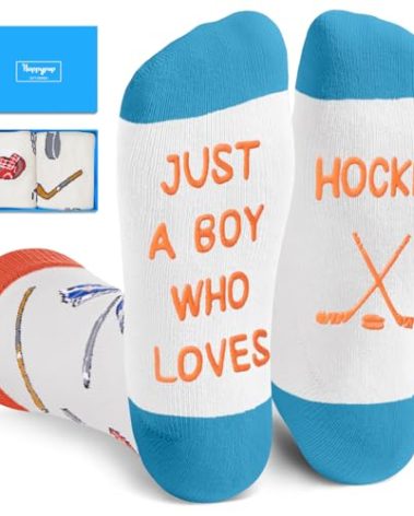 HAPPYPOP Hockey Gifts for Boys Kids - Field Ice Hockey Gifts, Sports Fan Socks, Kids Boys Socks, Stocking Stuffers