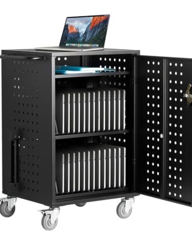 VEVOR Charging Cart, 32 Device Mobile Charging Station, Up to 15.6 in Screen Size, Office and Classroom Mobile Charging Cart, for Chromebook, Tablet and Laptop