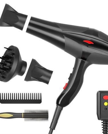 Hair Dryer Professional Ionic Salon Hair Dryer 2400W Powerful Fast-Drying Blue Light Ionic Hair Dryers with Diffuser, AC Motor Constant Temperature Quiet Ion Dryers for Women Men