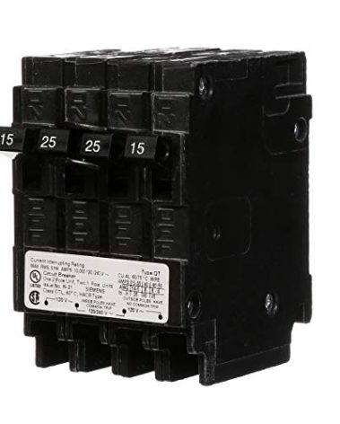 Siemens 25 Amp Double-Pole and (2) 15 Amp Single-Pole Type QT Triplex Circuit Breaker