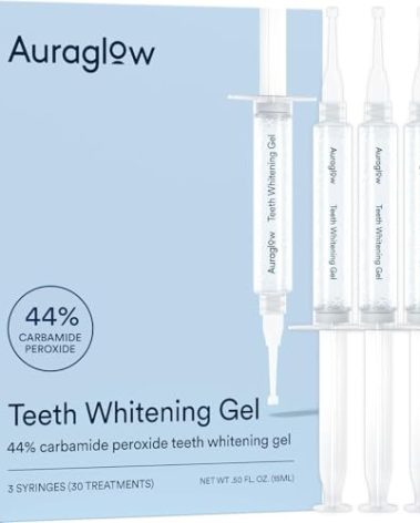 Auraglow 44% Teeth Whitening Gel Syringe Refill Pack, 44% Carbamide Peroxide, (3X) 5ml Syringes, 30 Whitening Treatments