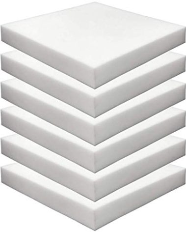 Foamma 6-Pack 2" x 18" x 18" High Density Upholstery Foam - Chair Cushion Square Foam for Dining Chairs, Wheelchair Seat Cushion Replacement