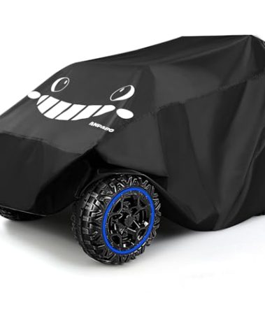 ANPABO Kids Ride On Toy Car Cover with Pattern, Universal Fit, All Weather Waterproof Snowproof Windproof UV Protection, 2X Heavier Oxford, Cover for Power Wheels Jeep Truck, Black
