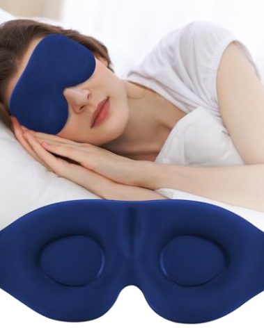 ZGGCD Sleep Mask for Side Sleeper, Light Blocking Sleeping Eye Mask for Women Men, 3D Contoured Cup Night Blindfold, Luxury Eye Cover Eyeshade with Adjustable Strap for Travel, Nap, Blue