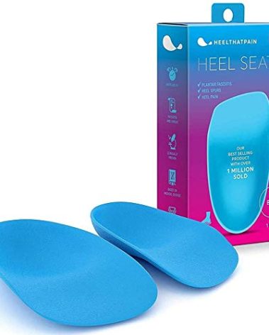 Heel That Pain Heel Seats Foot Orthotic Inserts - Heel Cups Cushions Insoles for Plantar Fasciitis, Heel Spurs, and Heel Pain, Blue, Medium (Women's 6.5-10, Men's 5-8), 2 Pack
