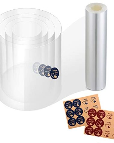 Cake Collars 10 x 394inch Transparent Acetate Cake Collar Rolls, Clear Mousse Cakes Acetate Sheets for baking, Cake Decorating, Surrounding Edge Decorating + Bonus with Delicate Stickers
