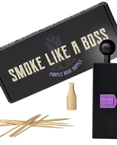 Purple Rose Supply Cannagar Mold – 2-4g Personal Size Cannagar Roller With Skewers, Wooden Tip, Funnel – 1 Hour Burn Time Rolling Kit – Compact and Lightweight – Travel Friendly