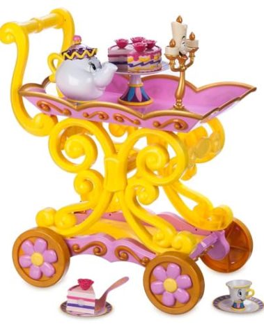 Disney Store Official Beauty and The Beast Tea Cart Set – Includes Lumiere, Mrs. Potts, Chip, Cake with Plate & Server – Disney Princess Toys, with Singing Lumiere & Bubbling Tea Effect