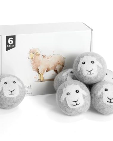 Wool Dryer Balls 6 Pack, Natural Fabric Softener, Dryer Balls Laundry Reusable, Reduces Clothing Wrinkles and Saves Drying Time (Gray)