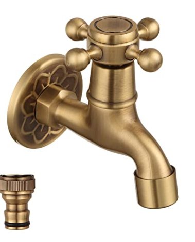 Antique Brass Outdoor Garden Faucet Bathroom Wall Mount Water Decorative Hose Single Cold Tap NPT 1/2 inch Connection Spigot