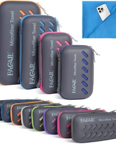 BAGAIL Camping Towel with EVA Case, Compact & Ultra Soft Microfiber Travel Towel - Super Absorbent & Lightweight Quick Dry Towels for Sports, Beach, Gym, Backpacking, Hiking and Yoga - Blue, XXL