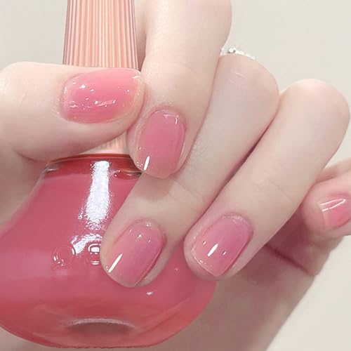 Clear Pink Nail Polish, Pink Clear Nail Polish Quick Dry, Long Lasting Sheer Pink Nail Polish, Pink Tinted Clear Nail Polish, Jelly Pink Nail Polish for All Seasons, Translucent Pink Nail Polish