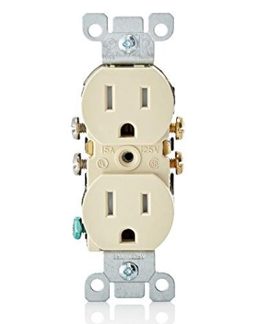 Leviton 15 Amp 125 Volt Tamper Resistant Duplex Receptacle, 10 Pack, T5320-IMP, Ivory