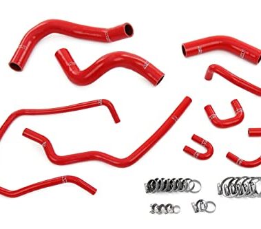 HPS Performance Red Silicone Radiator, By-pass, Throttle Body Coolant Hoses Compatible for 2004-2015 Nissan Titan 2005-2015 Armada 2004 Pathfinder Armada 2004-2010 Infiniti QX56 5.6L, 57-2167-RED