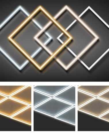 VIHOSE 4 Pcs 2x2 ft Edge-lit Frame LED Flat Panel Lights Grid Drop Ceiling Lights with 3000K/4000K/6500K Selectable 110-265v for Offices Shops Bathrooms with Integrated Ceilings
