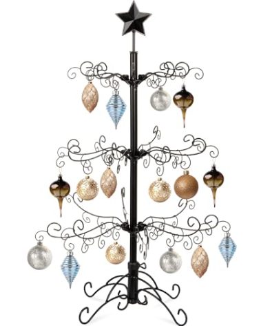 Best Choice Products 3ft Wrought Iron Ornament Display Christmas Tree w/Easy Assembly and Stand - Black