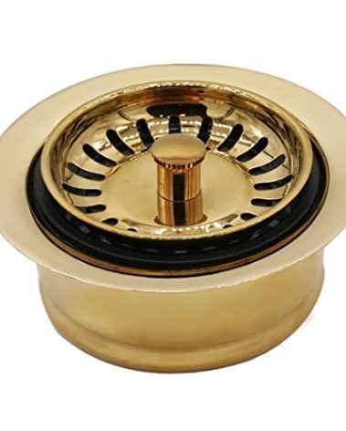 Westbrass D2082S-01 3-1/2" Extra-Deep Collar Kitchen Sink Waste Disposal Flange & Strainer Stopper, Polished Brass