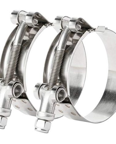ISPINNER 2 Pack 4.5 Inch Stainless Steel T-Bolt Hose Clamps, Clamp Range 121-129mm for 4.5" Hose ID, Pack of 2
