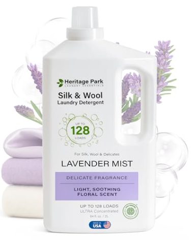 Heritage Park Silk & Wool All-Natural Lavender Mist Scent, pH-Neutral Laundry Detergent - Enzyme-Free, Concentrated Up to 128 loads (64 fl oz)