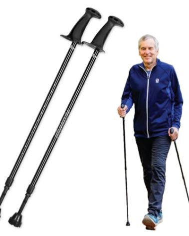 Urban Poling ACTIVATOR® Walking Poles for Balance and Rehabilitation – 1 Pair – Ergonomic CoreGrip™ Handles – Adjustable, Collapsible, and Lightweight for Stability and Recovery in Evening Black