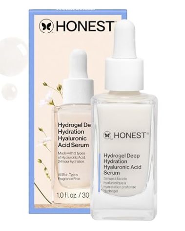 Honest Beauty Hydrogel Deep Hydration Hyaluronic Acid Serum | Moisturizes + Plumps | Hypoallergenic, Fragrance Free, Vegan, Gentle for Sensitive Skin | 1 fl oz