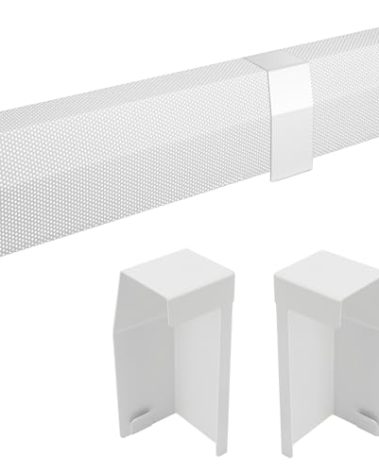 5ft Steel Easy Slip-On Baseboard Heater Cover with End Caps for Bathroom & Hydronic System for Replacing Old Cover, White