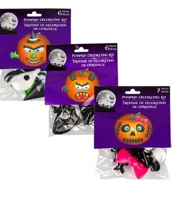 Pumpkin Decorating Craft Kits - Plastic Push In (Pack of 3) - Decorates a Total of 3 Pumpkins (20 Pc Total) No Carving
