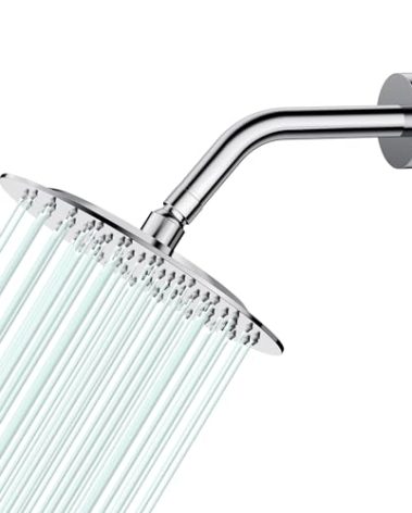AULEEND All Metal Rain Shower Head - Heavy Duty Stainless Steel, Easy Install, High Water Flow, Ultra-Thin Modern Design for Bathroom (Chrome, 8)