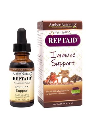 AMBER NATURALZ Reptaid Herbal Supplement for Small Reptiles | Herbal Pet Supplement for Immune Support | for Reptiles Under 250g | 1 Fluid Ounce Glass Bottle | Manufactured in The USA