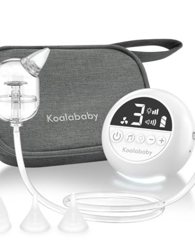 Koalababy Electric Nasal Aspirator for Baby – Hospital-Grade Nose Suction, 9 Suction Levels, Baby Nose Sucker, Nasal Cleaner, Night Light & Music, Soft Silicone Tips, Travel Bag